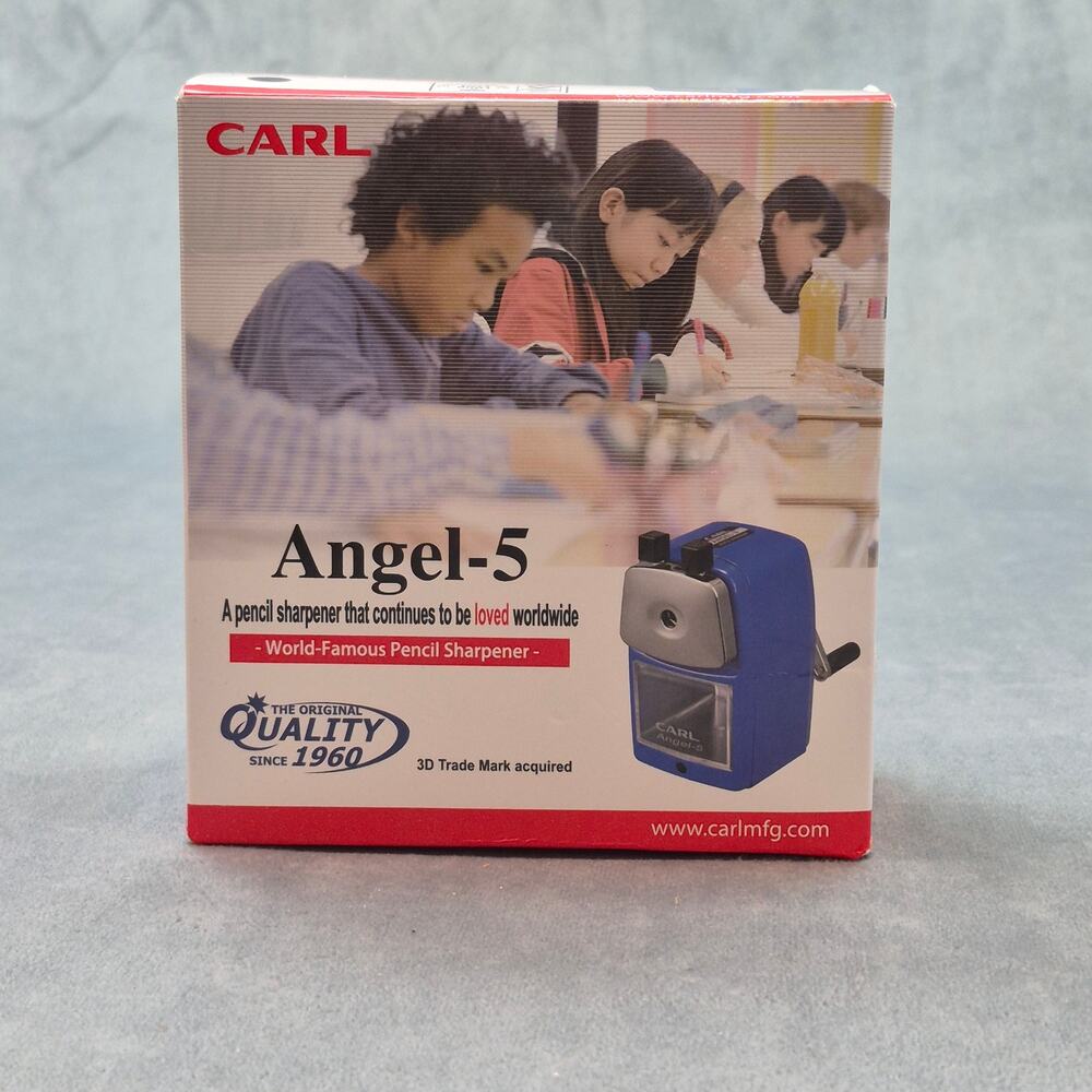 CARL Angel-5 Manual Pencil Sharpener w/ Table Mount Classic Black - NEW USA